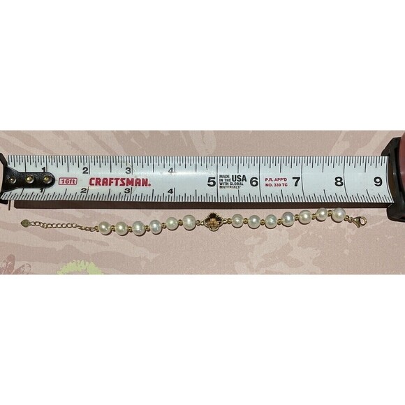 VTG Genuine Fresh Water Pearl Strand Bracelet Smokey Quartz Gold Tone Mob Wife - Picture 7 of 8